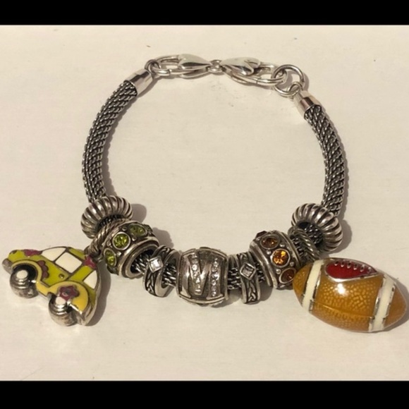 Brighton Alpha Bead letter M Silver with crystals Retired - Picture 4 of 5